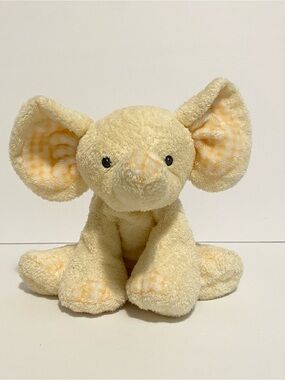 Ty Pluffies Elephant P'Nut Yellow Plush 8" Gingham 2007 Plaid Ears Stuffed Toy